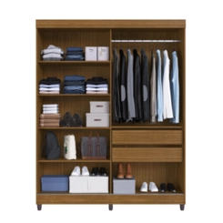 Guarda Roupa Faimec Toronto 2Pt C/Esp Canela/Branco/Fume