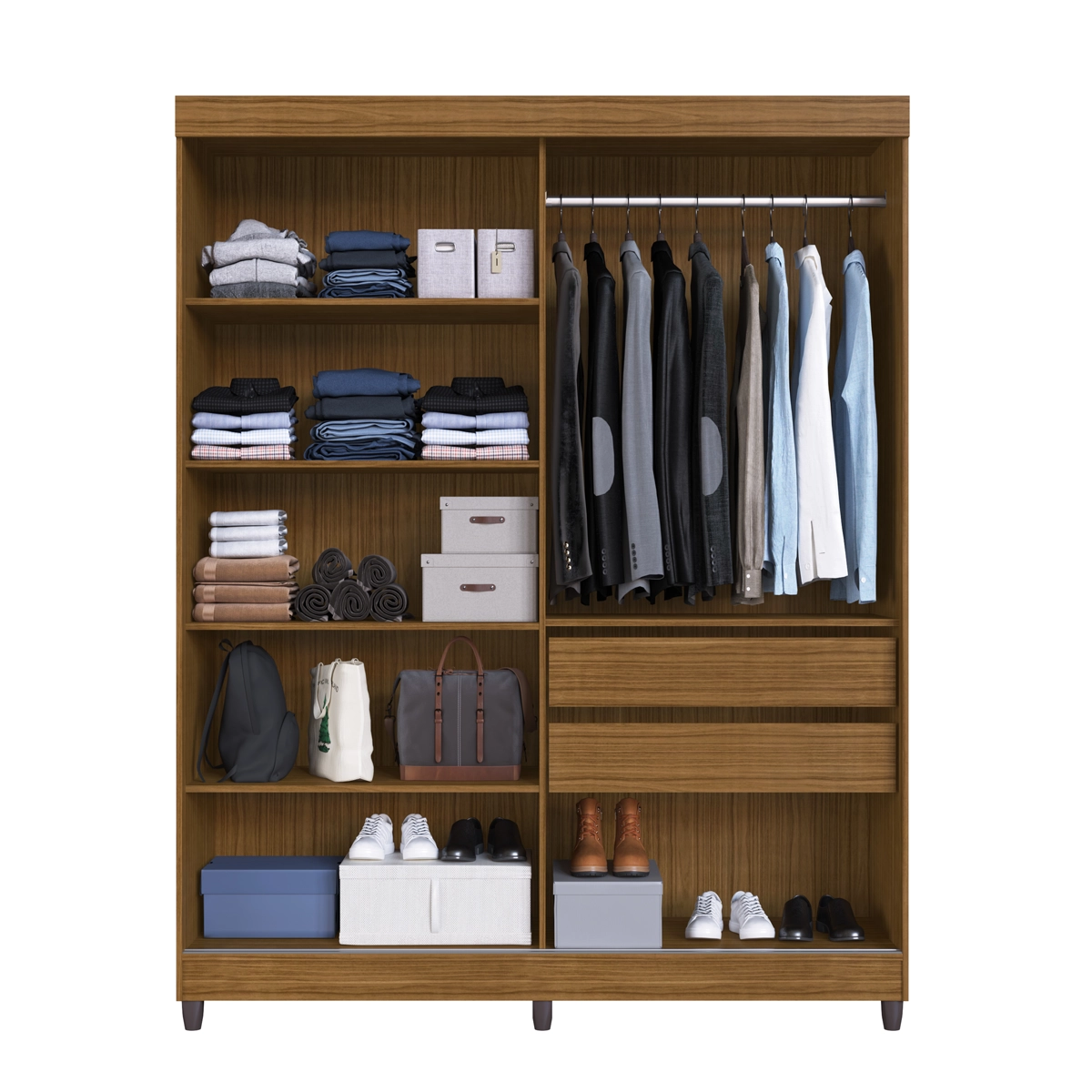 Guarda Roupa Faimec Toronto 2Pt C/Esp Canela/Branco/Fume