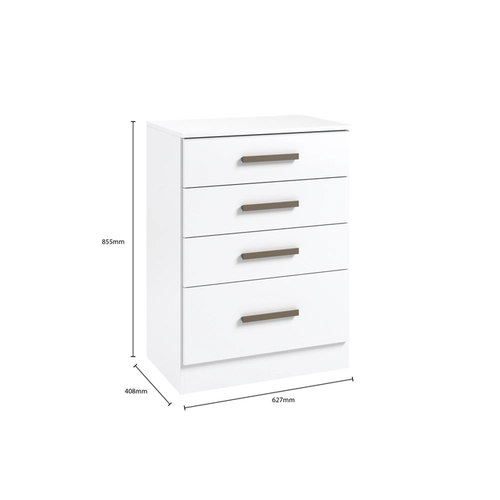 Cômoda Braga 4 Gavetas Branco  Móveis Curitibanos