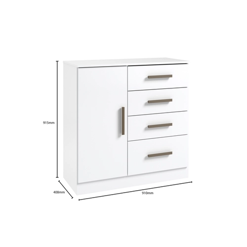 Cômoda Londres 1 Porta  4 Gavetas Branco Móveis Curitibanos