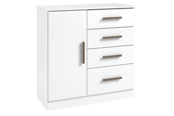 Cômoda Londres 1 Porta  4 Gavetas Branco Móveis Curitibanos