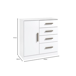 Cômoda Londres 1 Porta  4 Gavetas Branco Móveis Curitibanos
