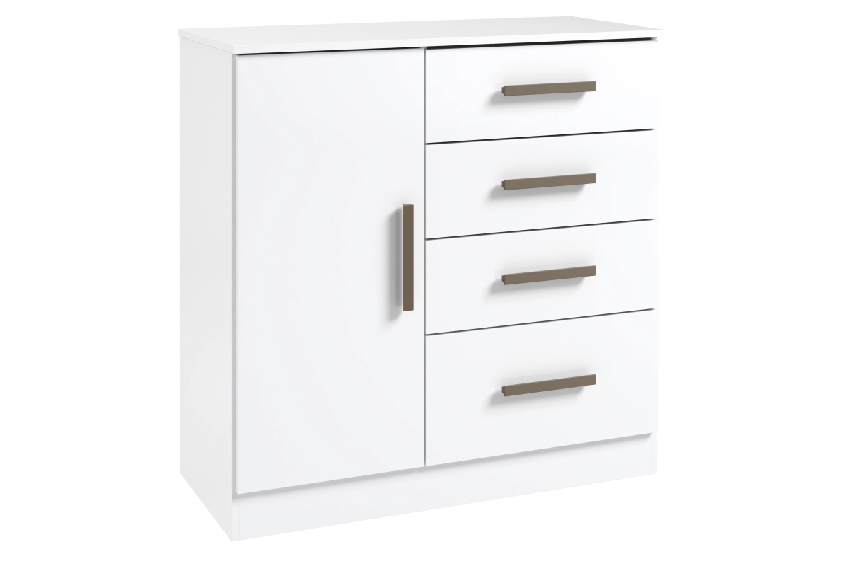 Cômoda Londres 1 Porta  4 Gavetas Branco Móveis Curitibanos