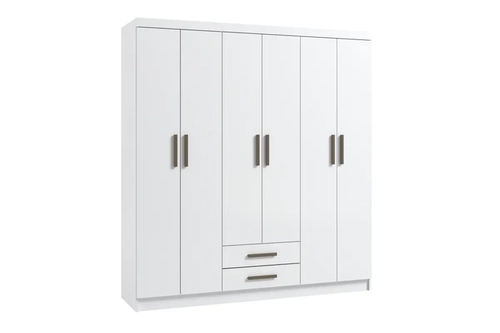 Guarda Roupa Atlanta 6 Portas 2 Gavetas  Branco  Móveis Curitibanos