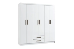 Guarda Roupa Atlanta 6 Portas 2 Gavetas  Branco  Móveis Curitibanos