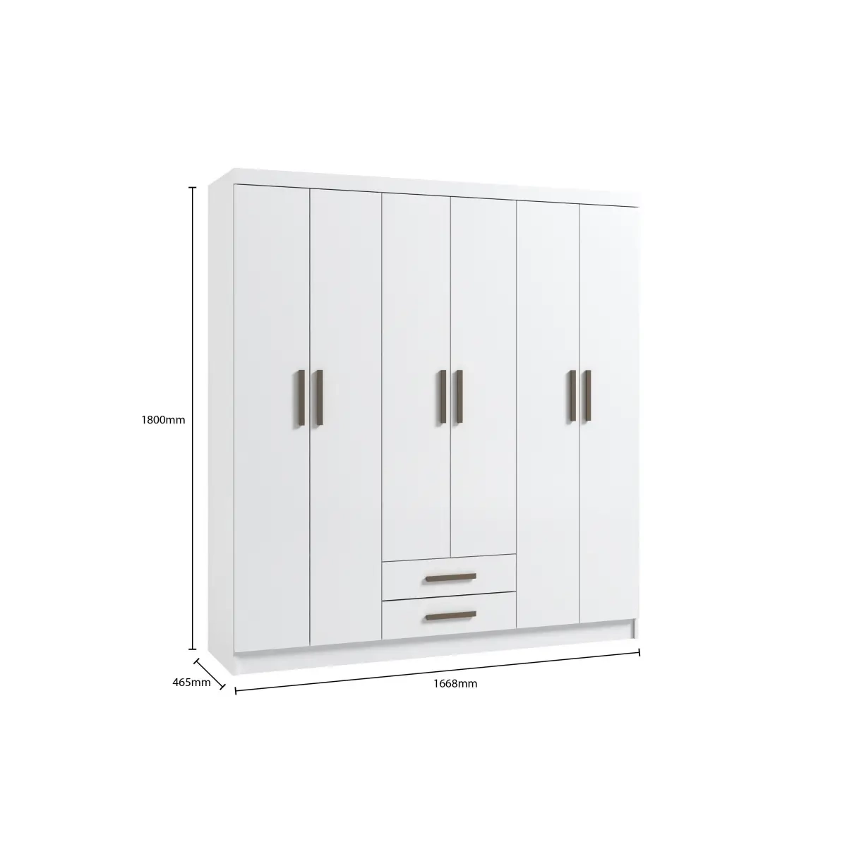 Guarda Roupa Atlanta 6 Portas 2 Gavetas  Branco  Móveis Curitibanos