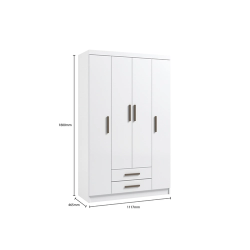Guarda Roupa Bilbao 4 Portas 2 Gavetas Branco Móveis Curitibanos