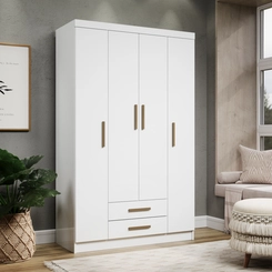 Guarda Roupa Bilbao 4 Portas 2 Gavetas Branco Móveis Curitibanos