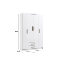 Guarda Roupa Bilbao 4 Portas 2 Gavetas Branco Móveis Curitibanos