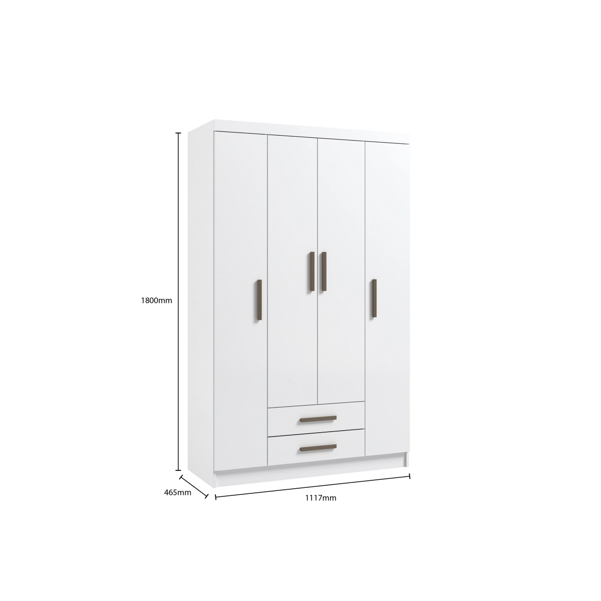Guarda Roupa Bilbao 4 Portas 2 Gavetas Branco Móveis Curitibanos