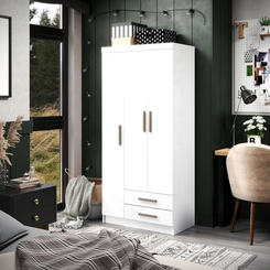 Guarda Roupa Qatar 3 Portas 2 Gavetas Branco  Móveis Curitibanos