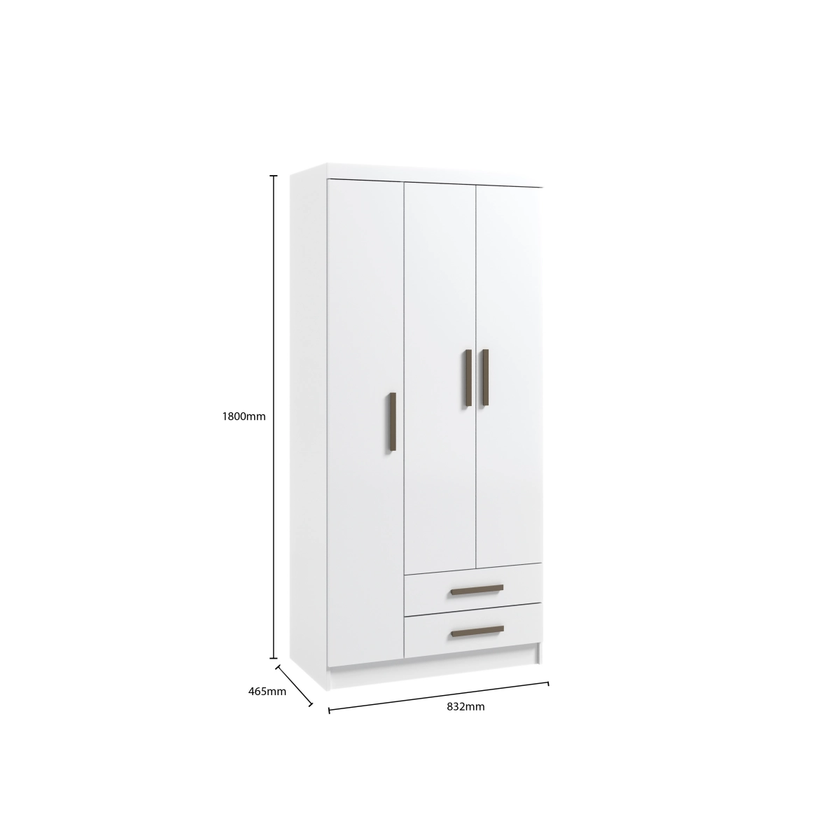 Guarda Roupa Qatar 3 Portas 2 Gavetas Branco  Móveis Curitibanos