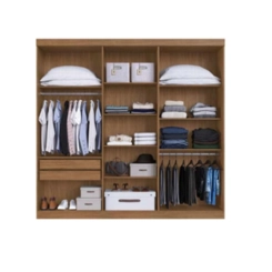 Guarda Roupa Faimec Suecia 6 Pts Ripado Canela Chamois